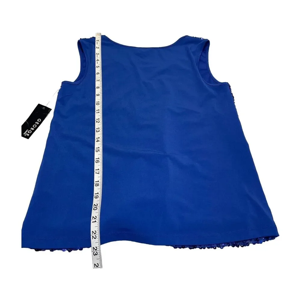 George Tank Top Girls Small Blue 100% Polyester Sequin Round Neck Pullover